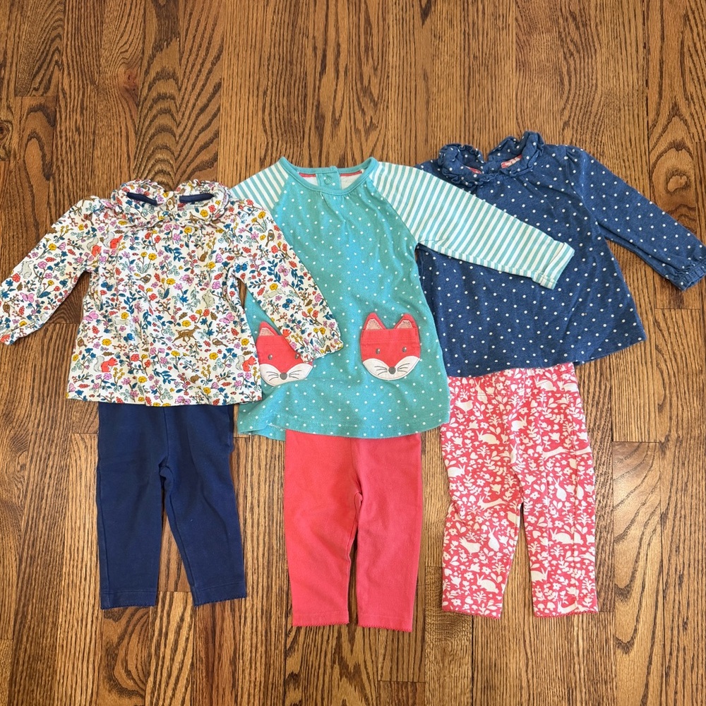 Baby Boden Matching Sets Bundle Size 3-6M Forest Animals Fox Polka Dots Top Pant